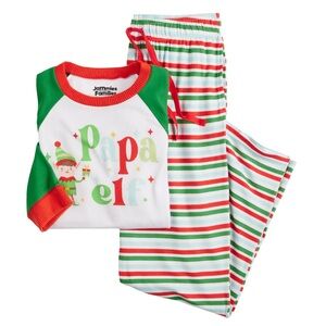Papa Elf Pajamas Top and Bottom Set - Green/Red Cuddl Duds